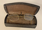 Antique Oval  Spectacles Gold Filled Eyeglasses 30-40 s W Case 4 1 4         