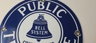 Vintage Public Telephones Sign - Bell System Gas Pump Porcelain Phone Booth Sign