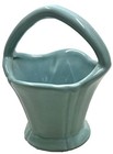Vintage Haeger Usa Basket Matte Turquoise Ceramic Pottery With Label 5 
