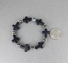 Cross Bracelet Stretch Cream Silver Stretchy Beaded Bracelet