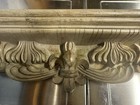 Antique Ornate Wood Pediment Beige Architectural Decorative Element