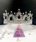 Royal King Crown  Black Crystal Crown  Silver Wedding Crown  Prom Crown  Xl Size