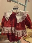 Vintage Bryan Red Lace Ruffle Matching Bloomers Set Dress