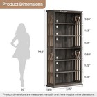 6-tier Large Bookshelf 75-inch Tall Wooden Bookcase Freestanding Display Shelves