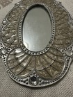 Vintage  Silver-plated Decorative Vanity Mirror With Gemstones  