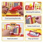 Fs Pretend Play Cash Register Toy Child-size  Red Playset With True Scanner 
