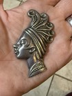 Vintage Egyptian Nefertiti Cleopatra 900 Silver Brooch  26 Grams  Art Deco