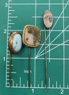 Stick Pin Lot Of 3 Vintage Art Deco Stone Shell 1 Signed Sterling Blue