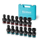 14pc 3 8  Dr Impact Swivel Socket Set Shallow Universal Wobble Socket Sae Metric