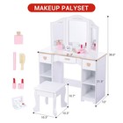 Girls Vanity Table And Chair Set With Mirror - Wooden Makeup Dressing