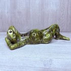 Vintage 1970   s Arnel   s Pottery Frog Green Speckled Glazed Statue Figurine Decor