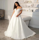 Off The Shoulder Lace Vestidos De Novia Plus Size Lace Wedding Dresses Appliques