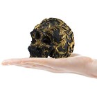 Small Human Skull Resin Statue Black And Gold Collectible Figurine