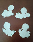 Vintage Embossed German Die Cut Scrap 1960 s Children Faces With Flowers Lot  1