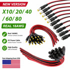 Lot Real 18awg Dc  Power Pigtail Cable 12v 5a Male   Female Pack 2 1mm X 5 5mm