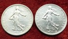 2 France 83 5  Silver 1-francs Coins  1917  1918  La Semeuse  Km  844 1