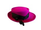 Vintage Pink  With Black Trim  Feather Wool Hat Made In The Usa