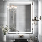 Bathroom Led Lighted Mirror Anti-fog Touch Button Wall Mounted Illuminated Ip44