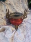 Vintage Incense Burner Dragon Handles Legs Tripod Bowl Oriental Asian Urli Pot 