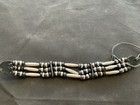 Vintage Southwestern 3 Strand Tribal Choker Necklace Silver Tone Black 