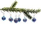 Blue Glass Miniature Christmas Ornaments   Hooks  8 Pcs  For 1 12 Dollhouse  Tin
