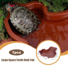 Turtle Feeding Dish Reptile Bathing Pool With Ramp And Basking Terrace Aquarium 