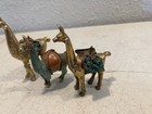 3 Brass Llama alpaca Animal Figurines With Saddles