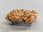 Y5766 Obidome Sash Clip Coral Sculpture Flower Japan Kimono Accessory Antique