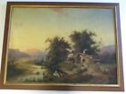 Antique Oil Painting Large 18th To 19th Century Oil Landscape Masterful Sunset
