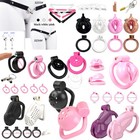 2024 New Male Abs Chastity Cage Click   Lock Sissy Cage With Rings Lock Device