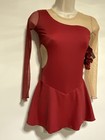 Icings Undecorated  Burgundy dark Red Dramatic Ice Skating Dress Cl Nwt