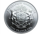 Gabon 1000 Francs 2015 Springbok Silver Coin 1 Oz  999 50th Anniversary Bu
