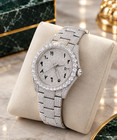 Vvs1 Moissanite Arabi Dial Studded Bust Down Handmade Bling Watch Timepiece Band