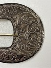 Sterling Silver Overlaid Mexico Hand Engraved Western Belt Buckle Vintage