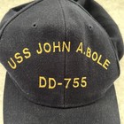 Vintage Navy Cap  Uss John A  Bole  dd-755   Destroyer Served In 3 Wars  Euc