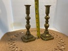 Pair Vintage Brass Candle Holders  Intricate Design