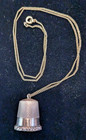Vintage 10k  Solid Gold Thimble Size 9 Loop Top W  Chain  Decorated Edge