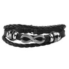 Manfnee 6pcs Braided Faux Leather Bracelet Punk Cuff Wrap Bracelets For Men    