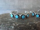 Native American Indian Sterling Silver   Turquoise 1  Hoop Earrings - Lonasee