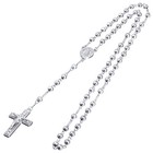 Fashion Silver Bead Guadalupe   Jesus Cross 28  Rosary Necklace Hr 600 S