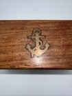 Vintage Wooden Small Hinged Box W  Brass Nautical Inlay 4 5   x2   x2 5   