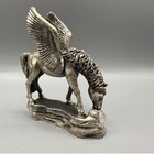 Vintage Pewter Pegasus Figurine Mythical Winged Horse Crystal Orb 4  Miniature