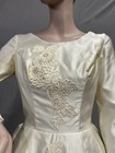 1950   s Heavy Satin Wedding Gown Trimmed In Substantial Lace 
