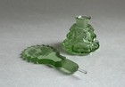 Antique 1930s Art Deco Vaseline Cut Glass Czech Bohemian Vanity Perfume Bottle