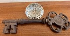 Antique Crystal Glass Brass Door Knob And Antique Cast Iron Key Farmhouse Decor