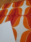 Awesome Rare Vintage Mid Century Retro 70s Org Red Oval Diamonds Fabric  Look 