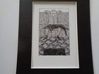 Edward Gorey Pencil Drawing Illustration Man Hound Dog Lap Print Art 5x7 Matted