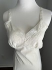 Vintage Lingerie 60s Carol Brent Ivory Nylon Full Slip Sheer Nylon lace Top   32