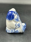 Vintage Gzhel Hand Painted Russian Man Playing Accordion Blue And White Figurine