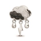 Reflection Beads Sterling Silver Rhodiumed Cz White Enameled Storm Cloud Bead